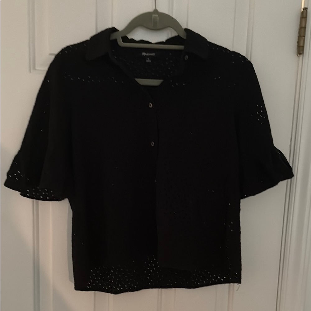 Black Button-Up Women's Top